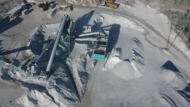 Trucks Working Stone Processing Plant — Stock Video