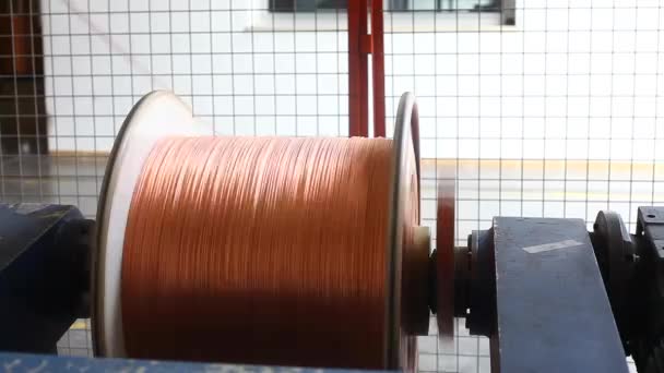 Copper Wire Unwinding Spool Close — Stock Video