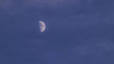 Genç ay Kasım akşamında gökyüzünde