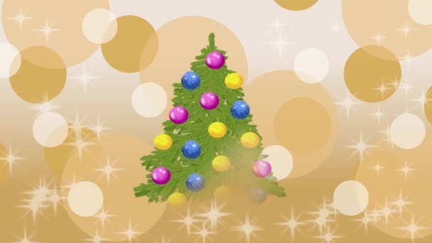 Arbre Noël Avec Jouets Guirlandes Légères Forme Étoiles — Video