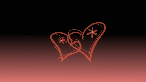 Serca Kwiaty Głównymi Symbolami Miłości Walentynek — Wideo stockowe