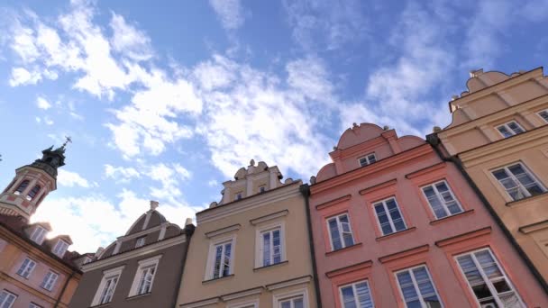 Staré Barevné Domy Centrální Historické Části Varšavy Režimu Time Lapse — Stock video