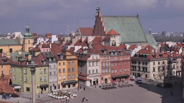 Centrum Starej Warszawy Rynek Zamkowy Warszawa Widok Góry — Wideo stockowe