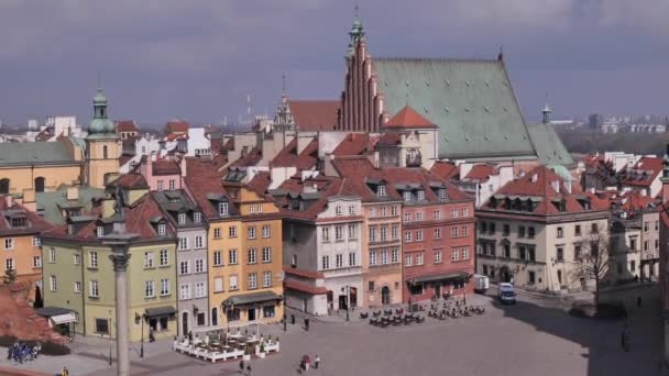 Das Zentrum Des Alten Warschau Burgplatz Warschau Blick Von Oben — Stockvideo