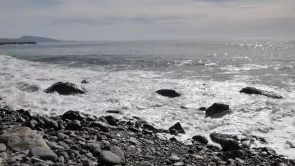 加利福尼亚冬季海滩 有海浪和泡沫 — 图库视频影像
