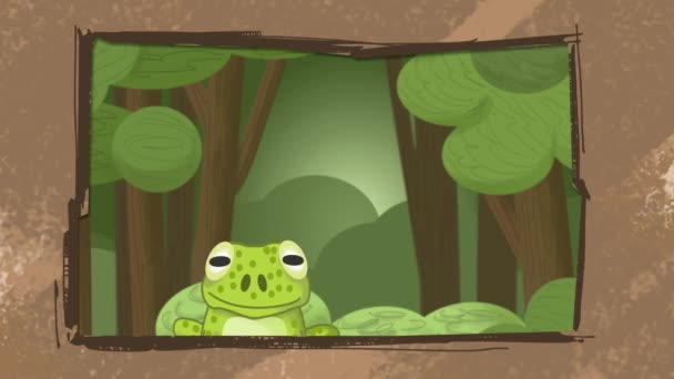 Tři Stromové Žáby Pozadí Lesní Krajiny Března Slaví Světový Den — Stock video