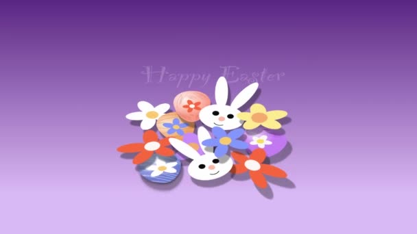 Alcuni Simboli Pasqua Uova Fiori Coniglietto Con Iscrizione Buona Pasqua — Video Stock