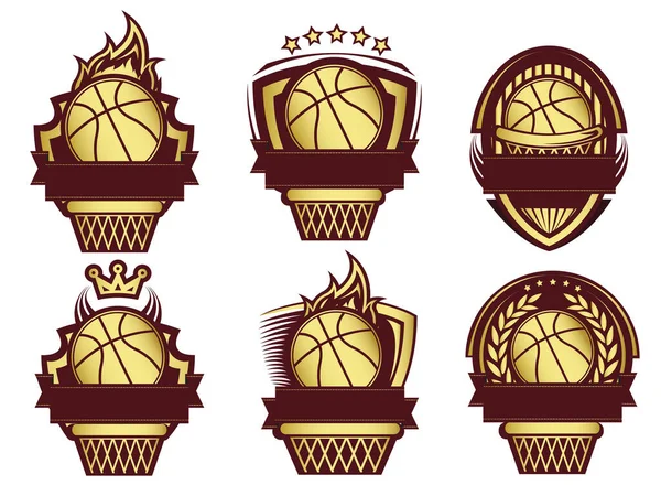 stock image Illustration of golden basketball template set