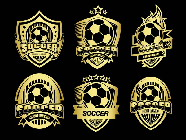 Grupa Złotego Logo Piłki Nożnej Lub Zestaw Etykiet — Zdjęcie stockowe