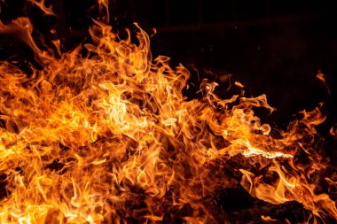 Fire bonfires with pallets, embers and embers for the celebration of San Juan for the shortest night of the year.