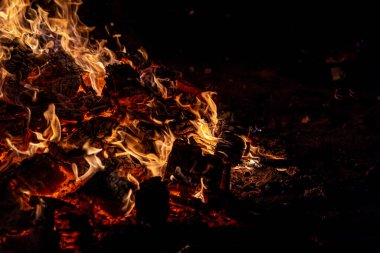 Fire bonfires with pallets, embers and embers for the celebration of San Juan for the shortest night of the year.