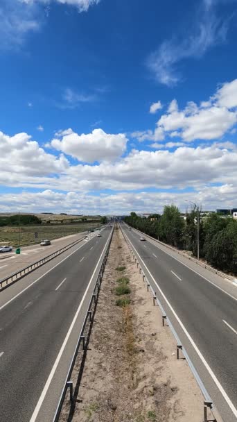 Rivas Vaciamadrid Spain May 23Rd Vertical Time Lapse Traffic Highway — Stock Video
