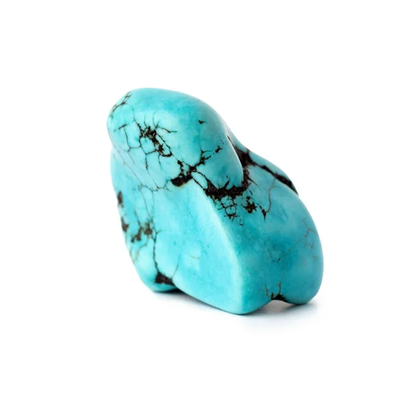 Piedra Semipreciosa Natural Mineral Turkvenit Gema Azul Aislado Sobre Fondo — Foto de Stock