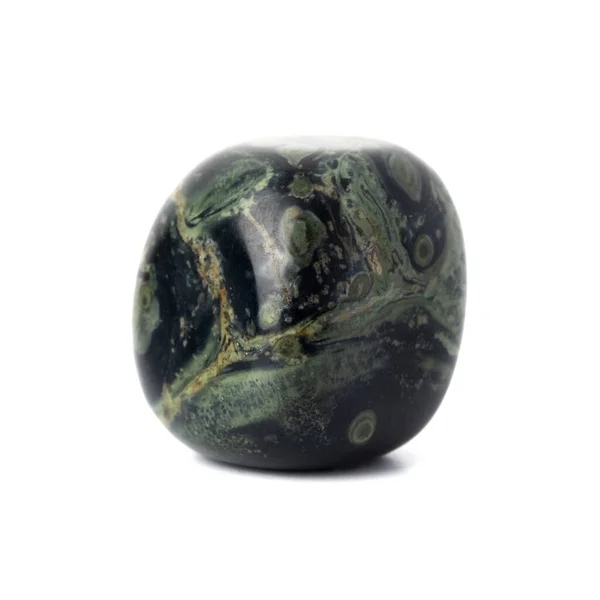 Piedra Mineral Natural Semipreciosa Océano Jaspe Verde Aislado Sobre Fondo — Foto de Stock