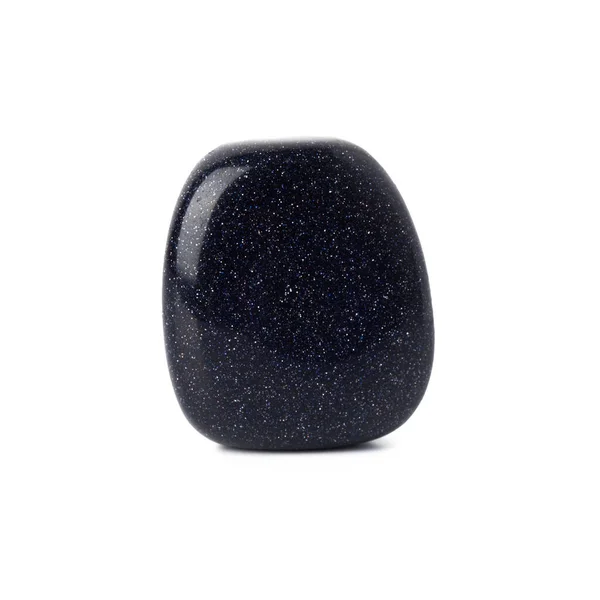Piedra Semipreciosa Natural Mineral Aventurina Noche Estrellada Negro Aislado Sobre — Foto de Stock