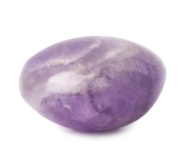 Piedra Semipreciosa Natural Mineral Amatista Violeta Aislado Sobre Fondo Blanco — Foto de Stock