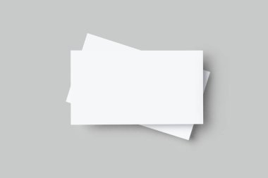 Gri minimalizmin arka planında fotokopi alanı olan bir kartın maketi, indirimi. Tasarım şablonu