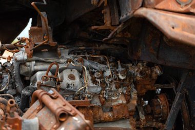 Destroyed Russian military equipment by the Ukrainian army during the occupation of Kherson. War of Russia against Ukraine. Liberation of Kherson from the Russian invasion