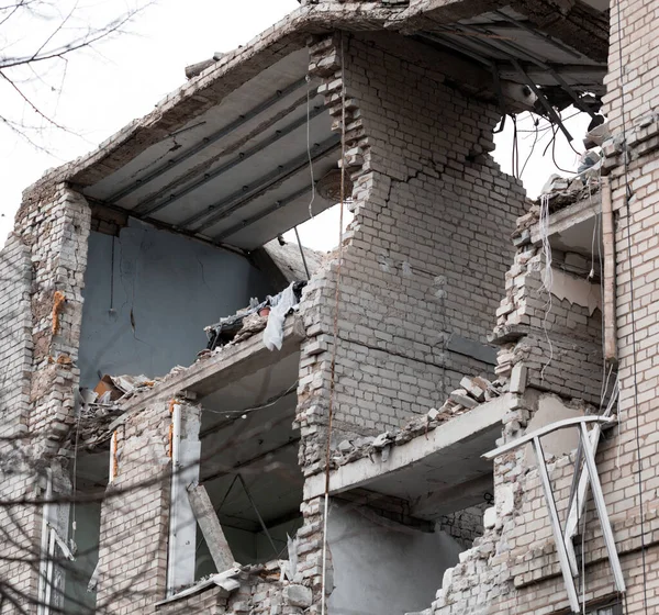 Vernietigd Gebouw Kherson Tijdens Oorlog Rusland Oekraïne — Stockfoto