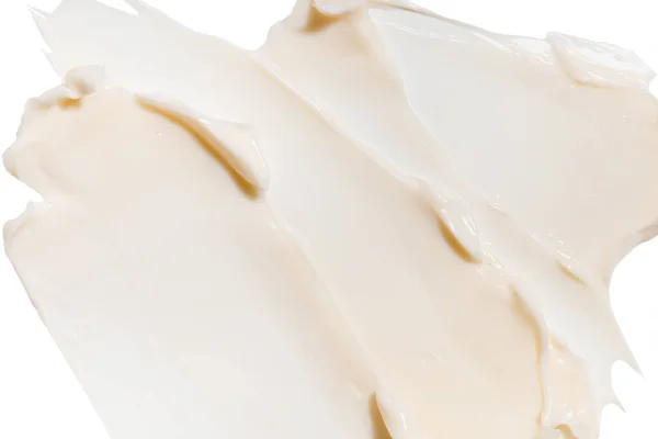 Swatch Beżowej Konsystencji Kremu Kosmetyki Twarzy Ciała Odizolowanym Białym Tle — Zdjęcie stockowe