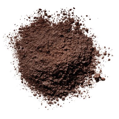 İzole edilmiş beyaz arka planda yüz makyajı için kahverengi toz dokusu. Koyu tenli kadınlar için. Göz farı, heykeltıraş ya da bronzlaştırıcı