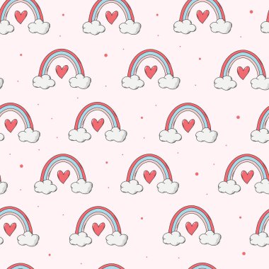 Sevgililer Günü 'nde ambalaj kağıdı, duvar kağıdı, yapıştırma kitabı, sabit, tekstil baskıları vs. için gökkuşağı desenleri vardı. EPS 10