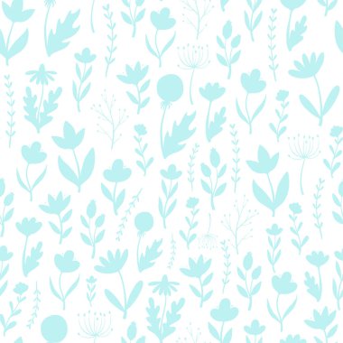 vintage floral seamless pattern with spring wildflower silhouettes. Good for bedding, textile prints, wallpaper, scrapbooking, stationary, etc. EPS 10