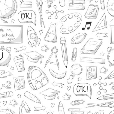 Karalama, el çizimi resim, ambalaj, duvar kâğıdı, yapıştırma defteri, ambalaj kağıdı vb. için karikatür öğeleri. EPS 10