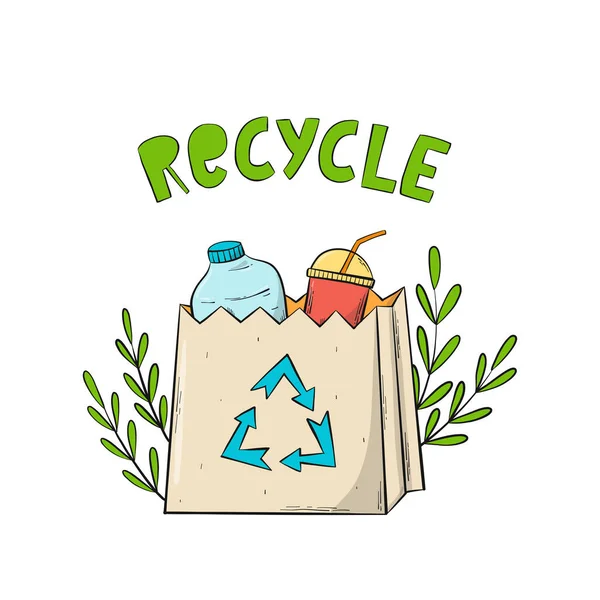 零废物 环保宣传品 生态可持续性海报 印刷品 升级版 并附有字母报价和环保袋供循环再用 Eps — 图库矢量图片