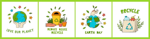Zestaw Zrównoważenia Środowiskowego Zero Plakatów Odpadami Wydruki Karty Banery Naklejki — Wektor stockowy