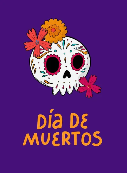 Dia Muertos Card Poster Banner Invitation Print Etc Decorated Doodles — Stock Vector
