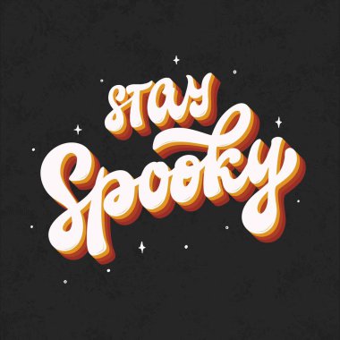 Cadılar Bayramı modası geçmiş alıntıları, siyah desenli arka planda baskılar, kartlar, posterler, pankartlar, afişler, çıkartmalar vs. için ürkütücü kalın. EPS 10