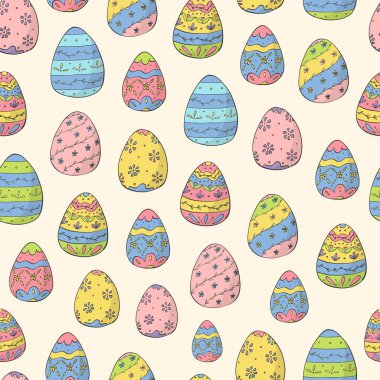 Paskalya yumurtaları, renkli karalanmış yumurta desenleri, tekstil baskıları, duvar kağıtları, arka planlar, ambalaj kağıtları, hatıra defterleri, tatil dekorları vs. EPS 10