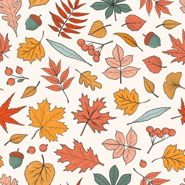 Sonbahar el çizimleri, parmak izleri, kartlar, posterler, duvar kağıtları, ambalaj kağıtları, hatıra defterleri, kırtasiyeler için karikatür unsurlarıyla kusursuz desen bırakır. EPS 10