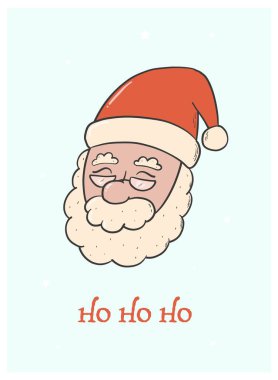 Noel tebrik kartı, poster, afiş, Noel Baba ve tipografi alıntılarıyla süslenmiş davetiye. EPS 10