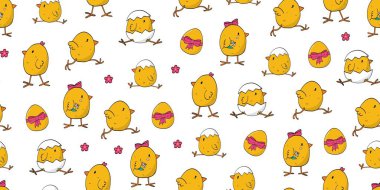 Duvar kâğıdı, dijital arka plan, ambalaj kağıdı, bebek baskısı, tekstil, ambalaj vs. için güzel hatunların olduğu paskalya süssüz desen. EPS 10