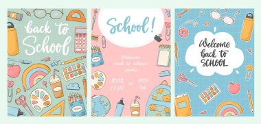 Okul afişleri, sosyal medai kapakları, baskılar, posterler, arka planlar, dijital kağıtlar. Kartlar, davetiyeler, şablonlar için okul temasına geri dönelim. Harflerle ve karalamalarla süslenmiş şablonlar. EPS 10