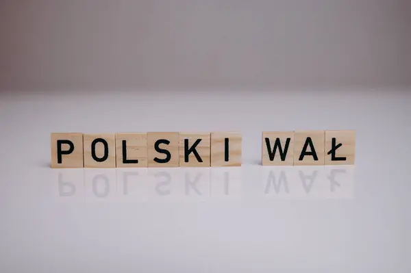 Beyaz bir yüzey üzerinde tahta blok Polski yürüyüşü