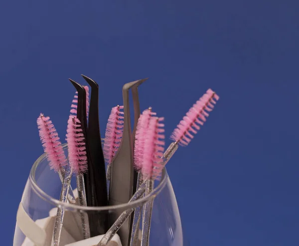 Beauty Salon Equipment Eyelash Extensions Tweezers Brushes Tools Eyelash Extension — Stock Photo, Image