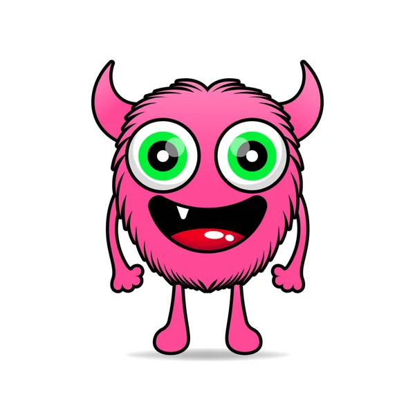 cute furry monster pink design mascot kawaii