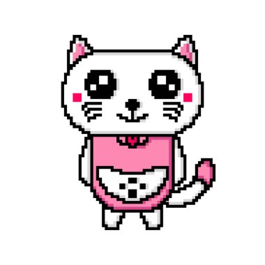 cute pixel art cat illustration design