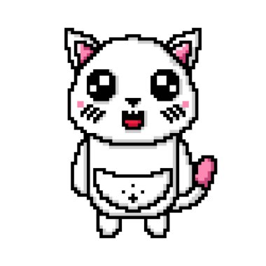 Pixel art cute cat illustration design mascot kawaii