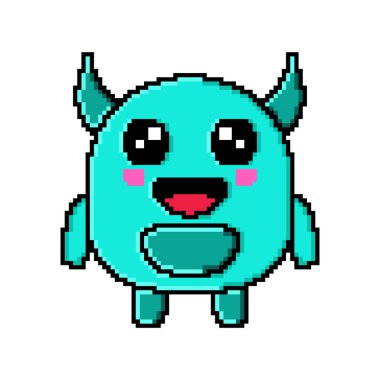 Pixel art cute monster design kawaii