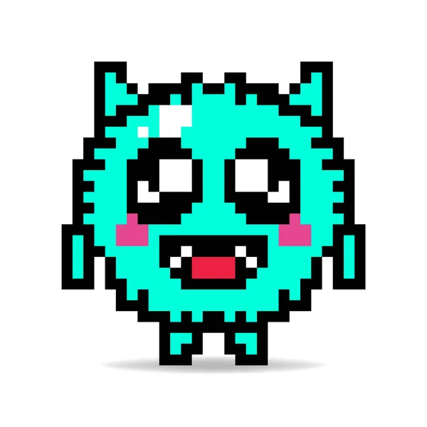 cute vector illustration design monster pixel mascot kawaii