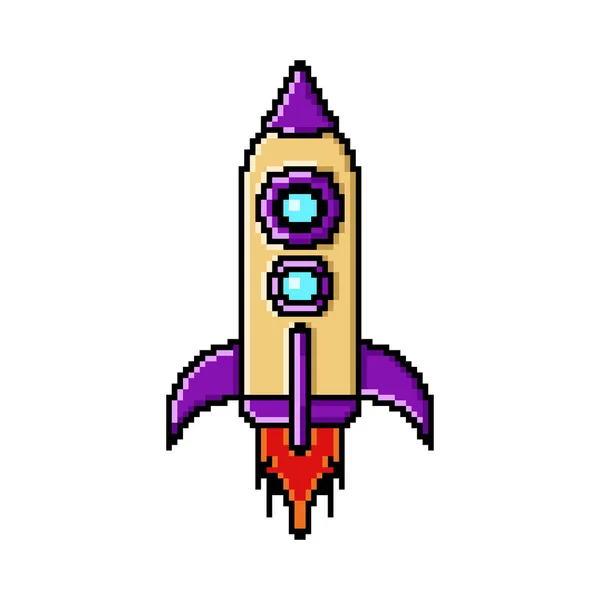 Pixel art illustration rocket design