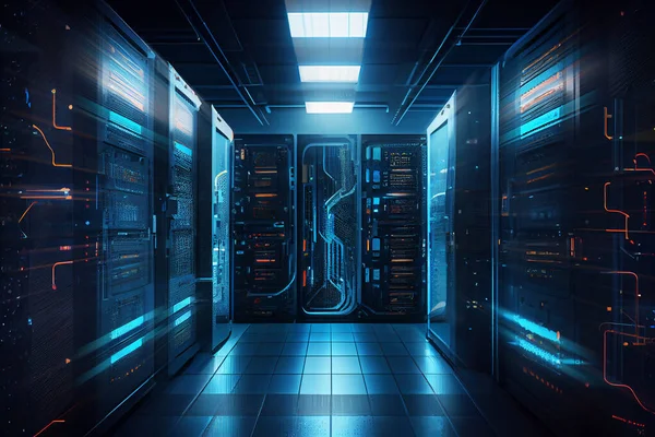 illustration of Server racks in server room data center