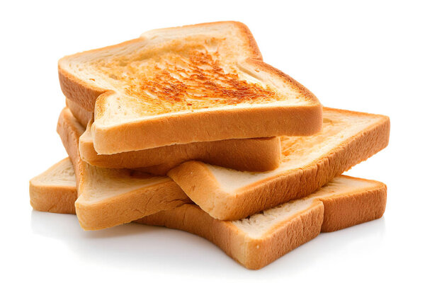 A stack of white bread with the top slice toasted to a golden brown hue, symbolizing preparation for a quick and simple meal.