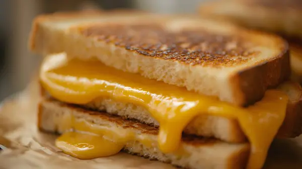 Scrumptious Melted Cheese on Toasted Sandwich Closeup