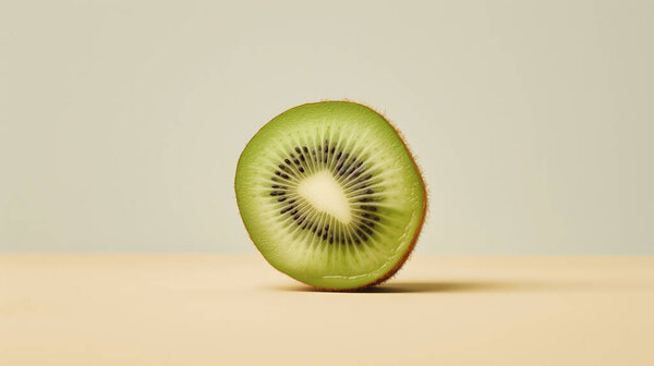 Fresh Kiwi Fruit Slice on a Plain Background for Healthy Eating Concepts