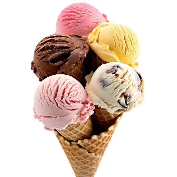 コーンで美味しいバラエティのアイスクリーム風味 — ストック写真